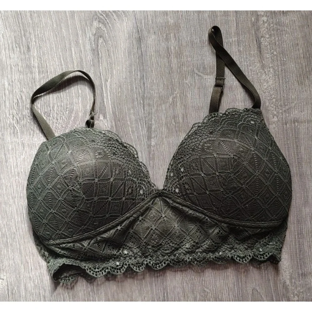 Candies‎ Green Lace Bra 34B Wireless Padded Adjustable Strap
